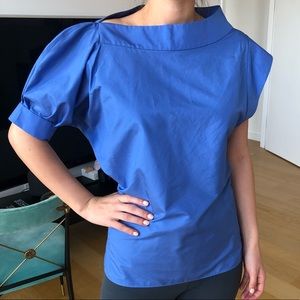 Blue Yves Saint Laurent puff sleeve blouse